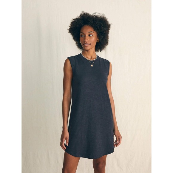 Faherty Dresses & Skirts - NWT Faherty Sunwashed Slub Muscle Dress WDU2440 Organic Cotton Black Size Large
